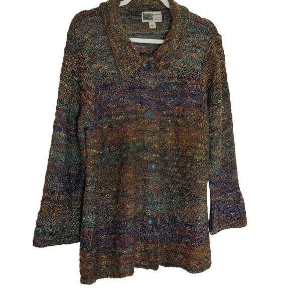 Habitat Clothes To Live In Cardigan Sweater Marled Confetti Gray L bv - Picture 1 of 8